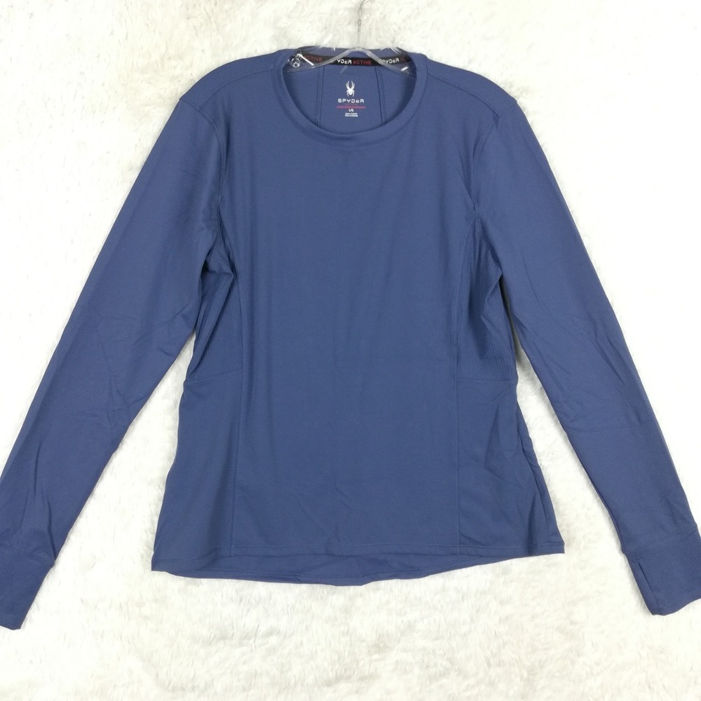 Spyder Womens Active Long Sleeve Tee Pullover Blue Performance Moisture Wick L‎